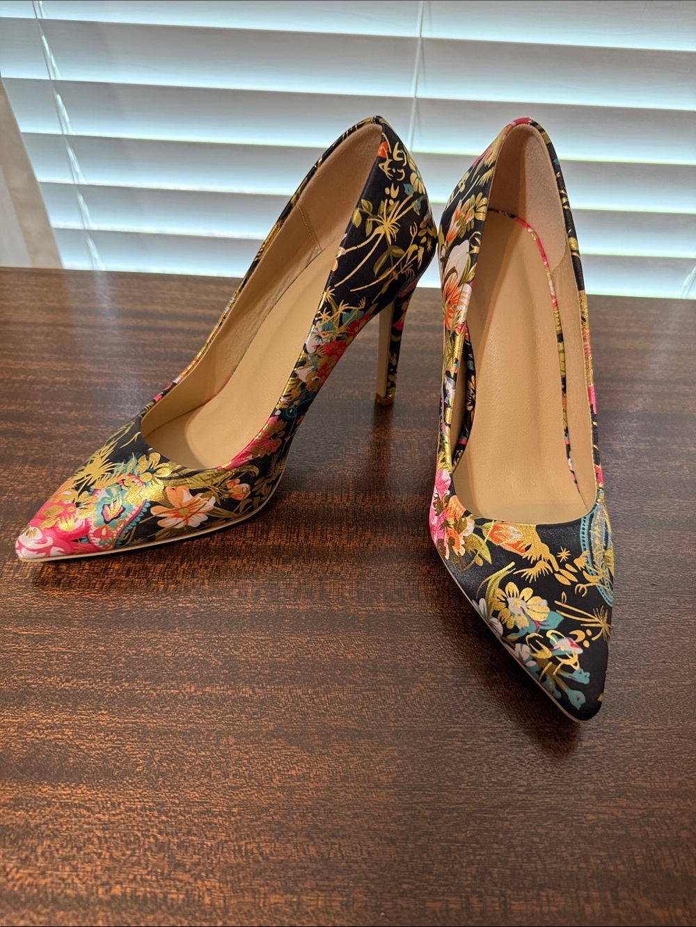 Floral Multicolor Pointed-Toe Stiletto Pumps